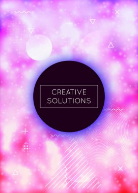 Sıvı neon şekilli floresan kaplama. Mor sıvı. Bauhaus gradyanı ile parlak bir arkaplan. Broşür, pankart, duvar kağıdı, mobil ekran için grafiksel şablon. Parlak floresan kapağı.