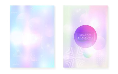 Sıvı şekilli Memphis gradyanı. Bauhaus 'un geçmişine sahip dinamik holografik sıvı. Pankart, sunum, afiş ve broşür için grafiksel şablon. Pearlescent memphis gradyan kümesi.