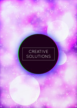 Sıvı mor şekilli neon arkaplan. Parlak sıvı. Bauhaus gradyanlı flüoresan kapağı. Pankart, sunum, afiş ve broşür için grafiksel şablon. Göz kamaştırıcı neon arkaplan.