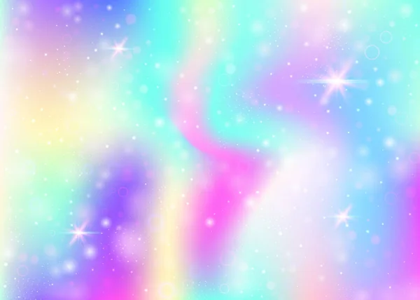 Fondo Unicornio Con Malla Arco Iris Banner Universo Kawaii Colores — Vector de stock