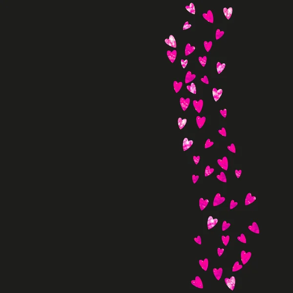 ピンクの輝きの心を持つブライダルシャワーの背景 バレンタインデー ベクトル コンフェッティ 手描き ポスター ギフト券 バナーのテーマが大好きです ハートの結婚式とブライダルシャワーテンプレート — ストックベクタ