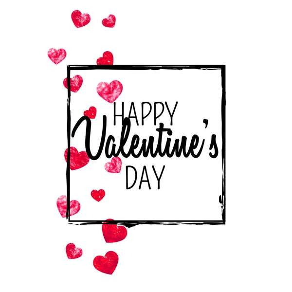День Святого Валентина Листівка Червоними Блискучими Серцями Лютого Векторна Конфігурація — стоковий вектор