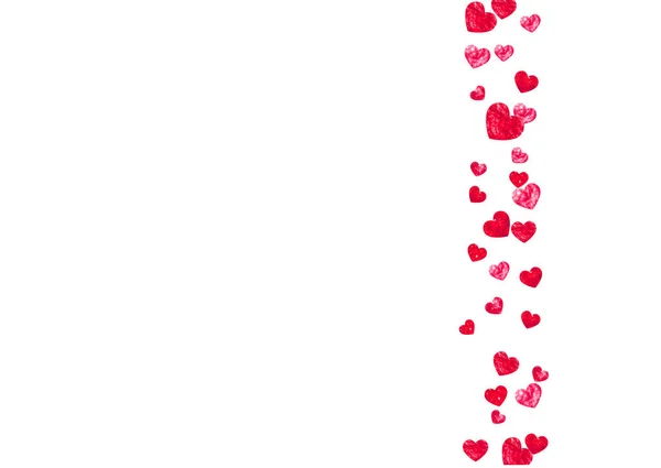 Heart Border Achtergrond Met Roze Glitter Valentijnsdag Vectorconfetti Handgetekende Textuur — Stockvector
