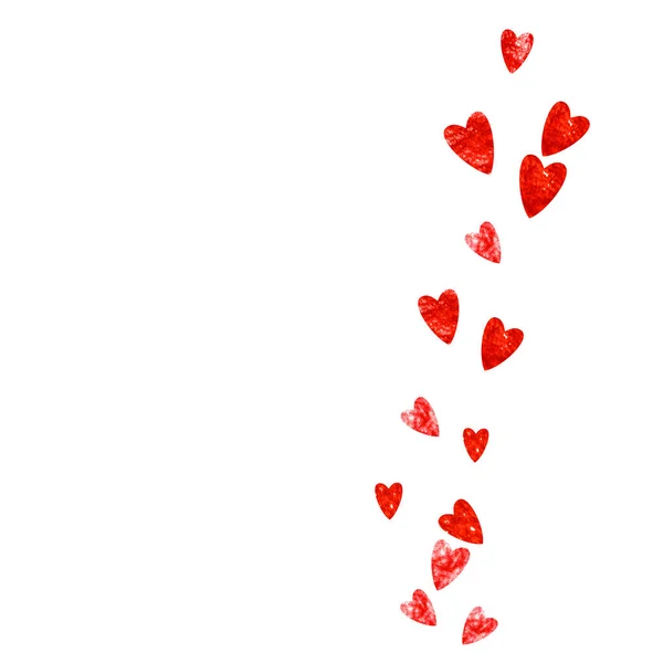 Pembe Parıltılı Kalp Konfetisi Sevgililer Günü Vektör Çerçevesi Yapımı Doku — Stok Vektör