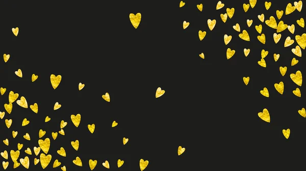 Herz Konfetti Hintergrund Mit Goldglitter Valentinstag Vektorrahmen Handgezeichnete Textur Love — Stockvektor