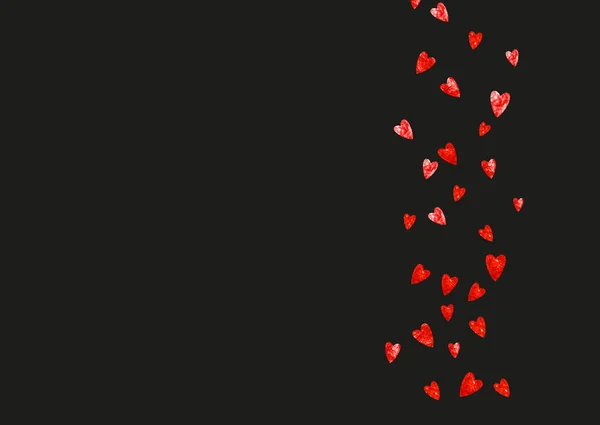 Bröllopskonfetti Med Rosa Glitter Hjärtan Alla Hjärtans Dag Vektorbakgrund Handritad — Stock vektor