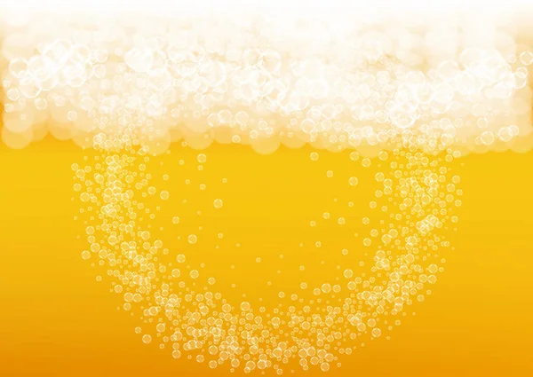 Pivní Pěna Pozadí Realistickými Bublinami Chladný Tekutý Nápoj Pro Design — Stockový vektor