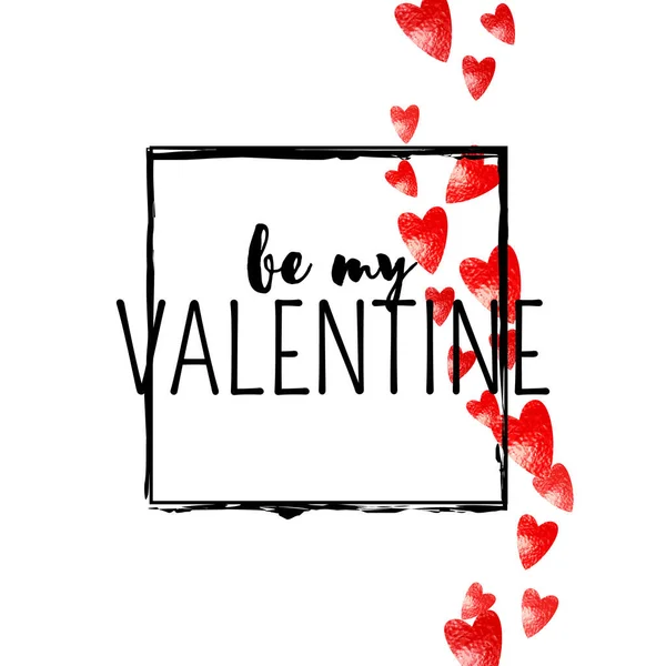 情人节卡片 红红的 晶莹的心 2月14日情人节卡片模板的向量Confetti 手绘手绘纹理 横幅的爱情主题 — 图库矢量图片