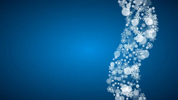 Copos Nieve Cayendo Sobre Fondo Azul Navidad Año Nuevo Tema — Archivo Imágenes Vectoriales