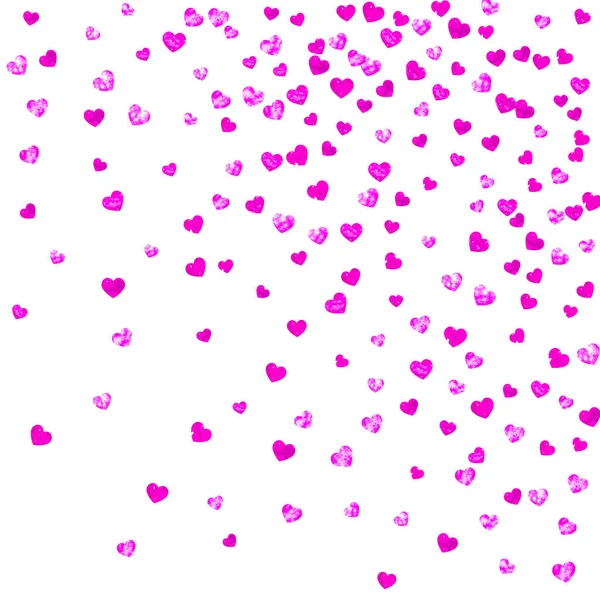 ピンクの輝きの心とバレンタインデーの境界線 2月14日 バレンタインデーボーダーテンプレート用ベクトルコンフェッティ 手描きの質感をグランジ パーティー招待 小売オファー 広告のための愛のテーマ — ストックベクタ