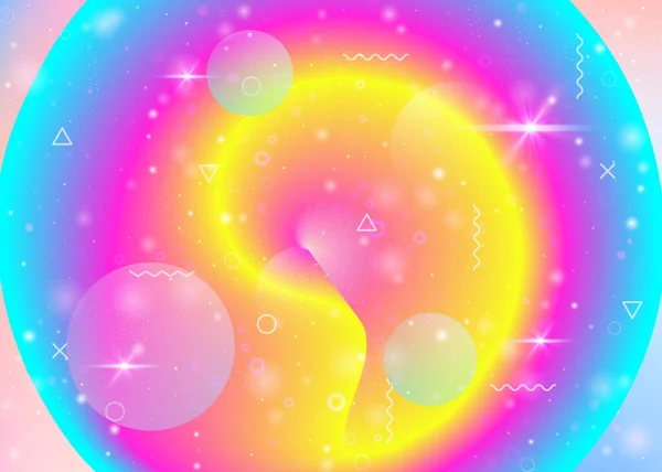 鮮やかなグラデーションで虹の背景 ホログラフィック流体 コスモスのホログラム モバイルインターフェイス パンフレットやパンフレットのグラフィックレイアウト 女の子の虹の背景 — ストックベクタ
