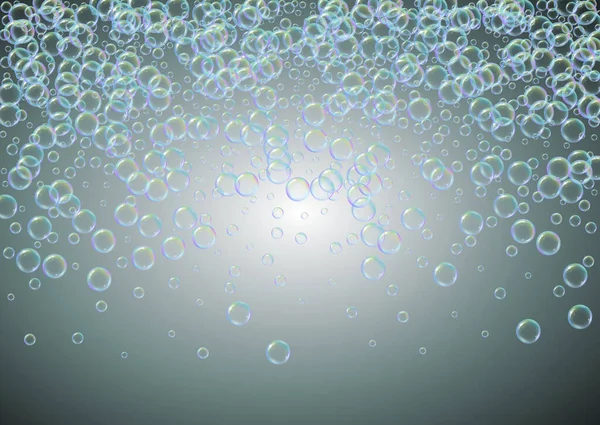 Фон Пеной Шампуня Мыльными Пузырями Разноцветный Спрей Брызги Реалистичная Водная — стоковый вектор