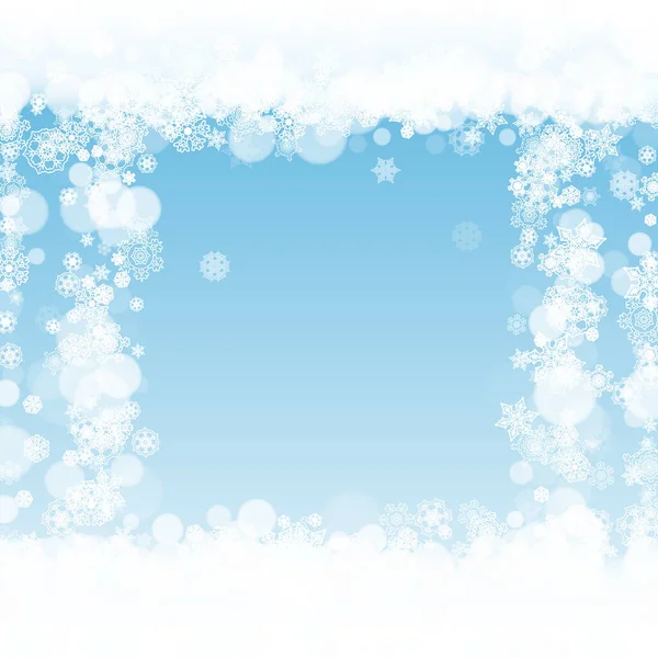 Nový Rok Rám Modrém Pozadí Zimní Okno Vánoční Novoroční Rámeček — Stockový vektor