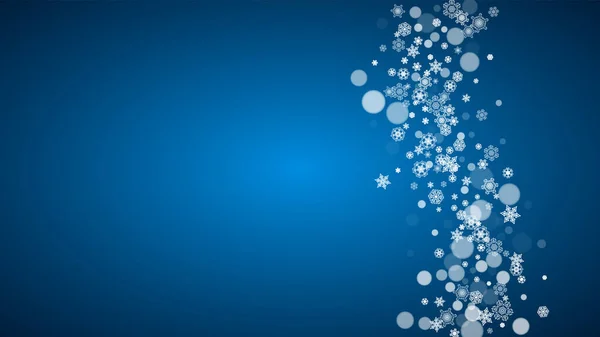 Copos Nieve Cayendo Sobre Fondo Azul Navidad Año Nuevo Tema — Archivo Imágenes Vectoriales