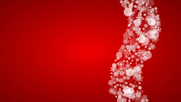 Copos Nieve Navideños Sobre Fondo Rojo Colores Santa Claus Marco — Archivo Imágenes Vectoriales