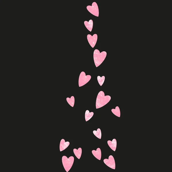 Glitter Confetti Rosa Com Corações Pano Fundo Isolado Lantejoulas Caindo — Vetor de Stock