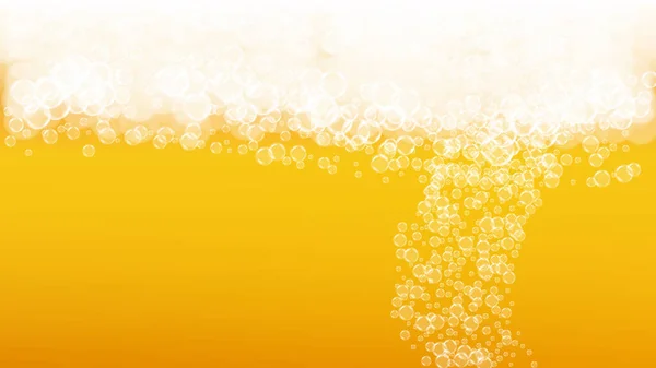 洒啤酒 工艺爱好者的背景 Oktoberfest泡沫 餐厅传单设计 泡沫啤酒与现实的白色泡沫 用水花啤酒做橙子杯的清凉液体饮料 — 图库矢量图片
