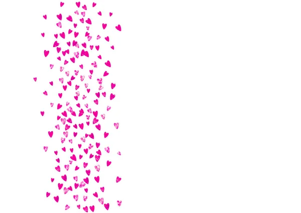 Herzrand Hintergrund Mit Rosa Glitzern Valentinstag Vektorkonfetti Handgezeichnete Textur Liebesthema — Stockvektor