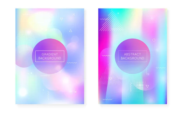 Gradient Memphis Serti Formes Liquides Fluide Holographique Dynamique Avec Fond — Image vectorielle