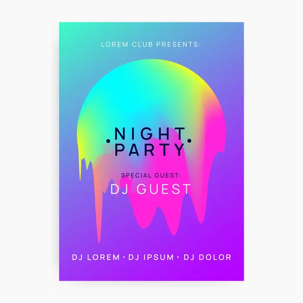 Music Poster Futuristic Disco Show Brochure Layout Fluid Holographic Gradient — Stock Vector