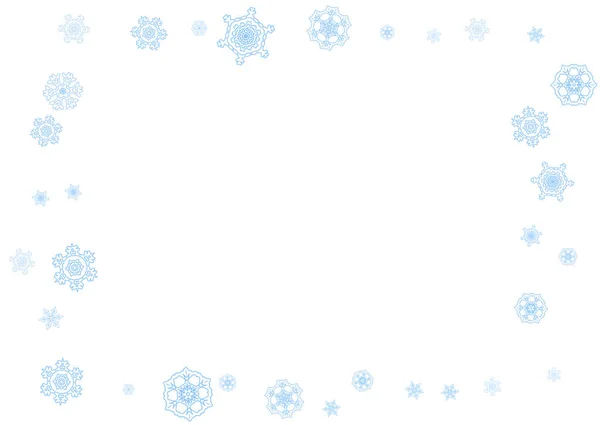 Winterframe Met Blauwe Sneeuwvlokken Voor Kerstmis Nieuwjaarsviering Horizontaal Winterframe Witte — Stockvector