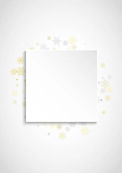 Новорічний Сніг Вертикальному Білому Папері Золоті Блискітки Сніжинки Різдвяний Новорічний — стоковий вектор