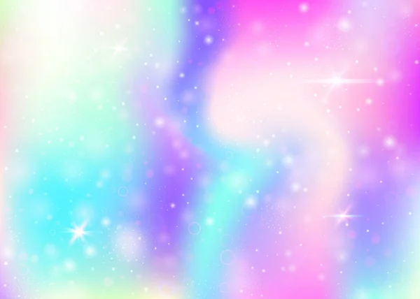 Fondo Unicornio Con Malla Arco Iris Banner Universo Kawaii Colores — Vector de stock