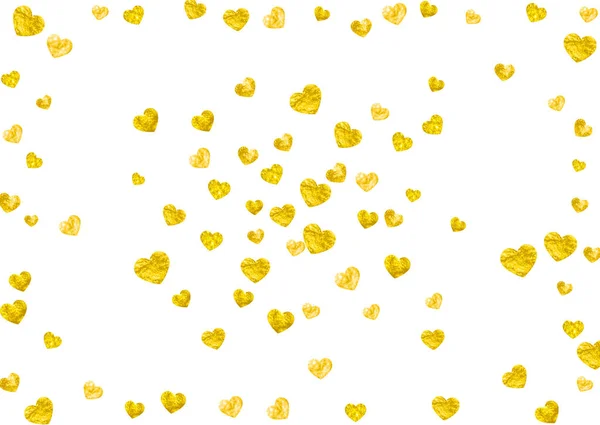 Bridal Background Gold Glitter Hearts Valentines Day Vector Confetti Hand — Stock Vector