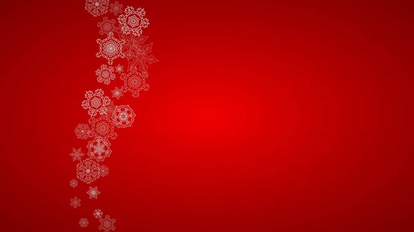 Fondo Navideño Con Copos Nieve Plateados Destellos Fondo Horizontal Año — Vector de stock