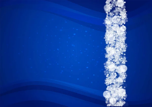 Sneeuwvlokken Frame Horizontale Blauwe Achtergrond Met Sprankelingen Vrolijk Kerstfeest Gelukkig — Stockvector