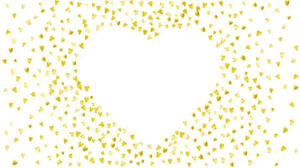 Sfondo San Valentino Con Cuori Glitter Oro Febbraio Coriandoli Vettoriali — Vettoriale Stock
