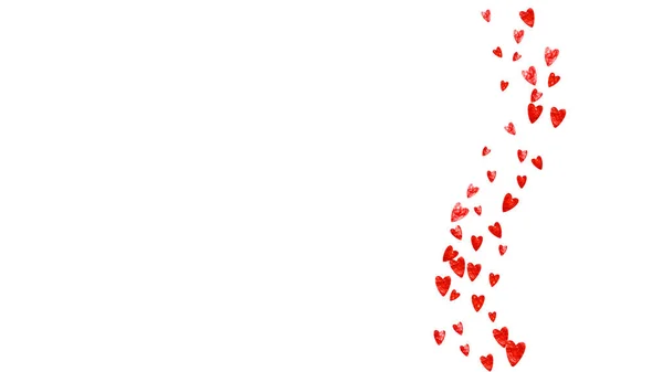 Граница Дня Святого Валентина Красными Блестками Февраля День Векторные Конфетти — стоковый вектор