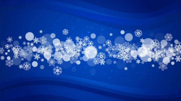 Borde Nieve Con Copos Nieve Blancos Sobre Fondo Horizontal Invierno — Vector de stock