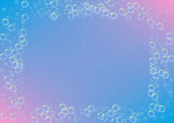Мильна Піна Градієнтному Фоні Реалістичні Водяні Бульбашки Прохолодна Рідка Піна — стоковий вектор