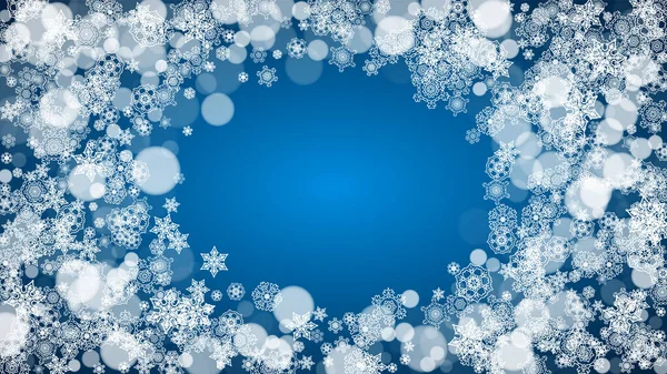 Neve Capodanno Sfondo Blu Tema Invernale Natale Orizzontale Capodanno Neve — Vettoriale Stock