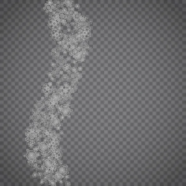 Flocons Neige Isolés Sur Fond Gris Transparent Neige Argentée Vente — Image vectorielle