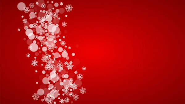Kırmızı Arka Planda Noel Kar Taneleri Noel Baba Renkleri Bayram — Stok Vektör
