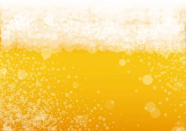 工艺啤酒背景 拉杰飞溅 Oktoberfest泡沫 泡沫啤酒与现实的白色泡沫 用清凉的液体饮料做泡泡菜模板 带有工艺啤酒背景的金杯 — 图库矢量图片