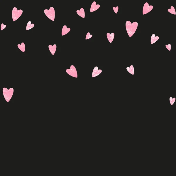 Рожеві Блискітки Серця Конфетті Ізольованому Тлі Блискучі Випадкові Падіння Блискітки — стоковий вектор