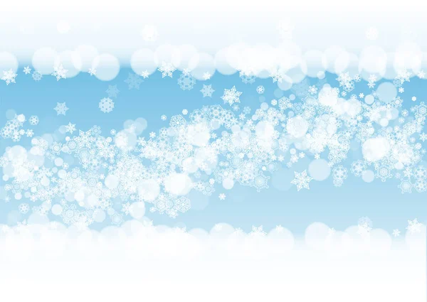 New Year Background White Frosty Snowflakes Horizontal Snowfall Backdrop Winter — Stock Vector