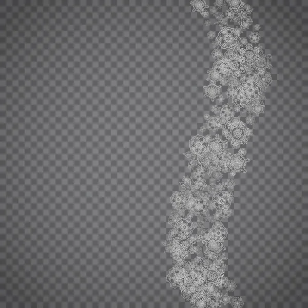 Isolated Snowflakes Transparent Grey Background Silver Glitter Snow Winter Sale — Stock Vector