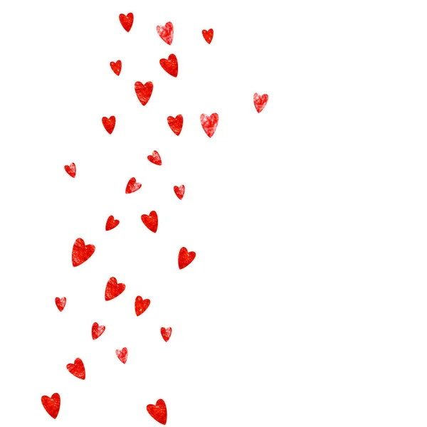Valentijnsdag Hart Met Rode Glitters Schittert Februari Dag Vector Confetti — Stockvector