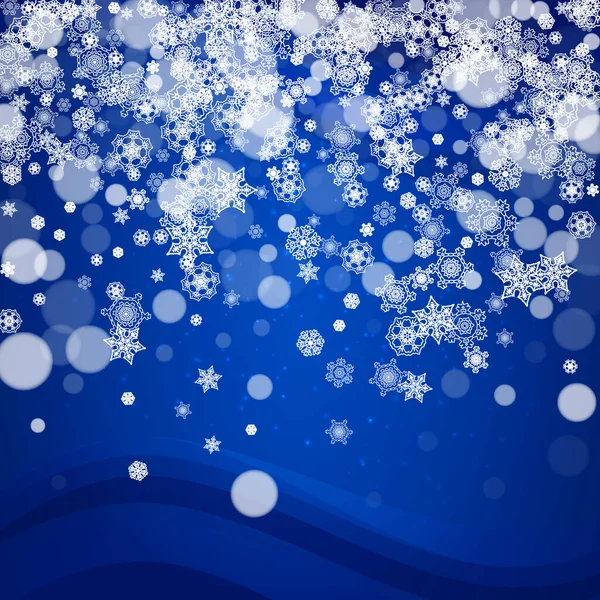 Moldura Flocos Neve Fundo Azul Com Brilhos Feliz Natal Feliz —  Vetores de Stock