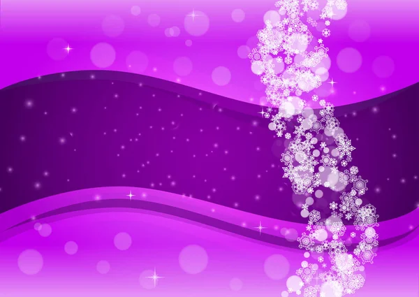 Schneeflockenbanner Mit Ultraviolettem Schnee Neujahrskulisse Winterrahmen Für Flyer Geschenkkarte Party — Stockvektor