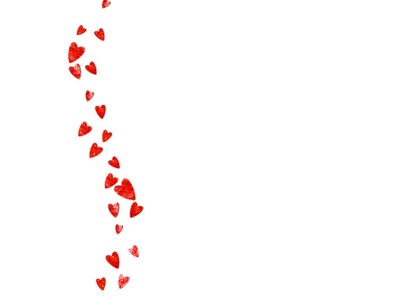 Valentine Háttér Piros Csillogó Szív Február Vektor Konfetti Valentin Háttér — Stock Vector
