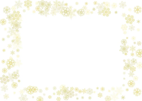 Glitter Snowflakes Frame White Horizontal Background Shiny Christmas New Year — Stock Vector