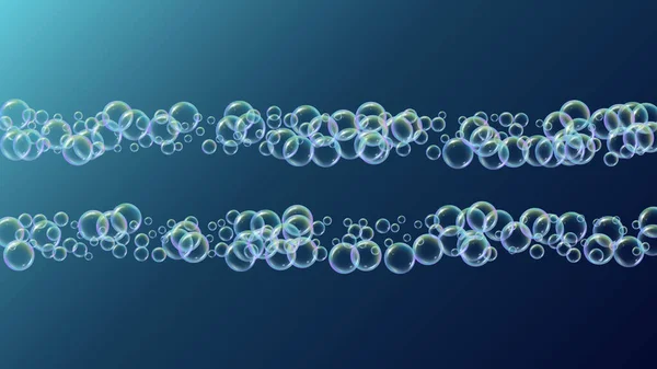 シャボン玉と泡でスイミングプールの背景 最小限のスプレーとスプラッシュ 現実的な水のフレームと境界線 3Dベクトルイラスト招待 青いカラフルな液体スイミングプール — ストックベクタ
