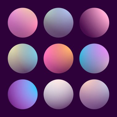 Yuvarlak soyut arka planlara sahip modern 3D gradyan kümesi. Takvim, broşür, davetiye ve kartlar için renkli sıvılar. Modaya uygun yumuşak renk. Ekranlar ve mobil uygulama için yuvarlak eğimli şablon