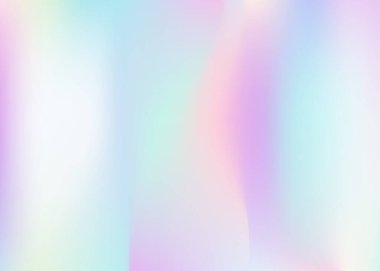 Soyut arkaplan hologramı. Spektrum gradyan arkaplanı hologramla birlikte. 90 'lar, 80' ler modası. Broşür, el ilanı, poster tasarımı, duvar kağıdı, mobil ekran için Pearlescent grafik şablonu.