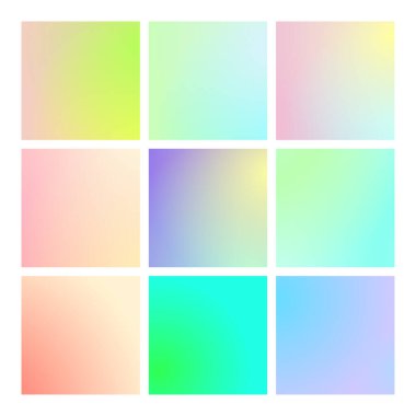 Kare soyut arka planlara sahip modern gradyan kümesi. Poster, afiş, broşür ve sunum için renkli sıvılar. Modaya uygun yumuşak renk. Ekranlar ve mobil uygulama için modern gradyan seti olan şablon